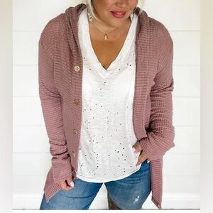 POPCORN WAFFLE CARDIGAN NWOT